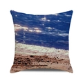 Summer beach pillow case with ocean wave pattern on blue and sand background - Fresh Natural Beach Landscape (30)