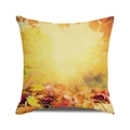 Autumn leaves pattern cushion cover made of textured linen for Thanksgiving home decor - Bright Orange-Yellow Leaves (27)