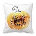 Funda de cojín de Acción de Gracias con calabaza acuarela y texto de Thanks GIVING - Estilo Bendición Calabaza Acción de Gracias (29) / 45x45cm