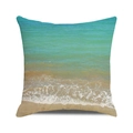 Square cushion cover featuring an aerial tropical beach and ocean wave photography print - Bird's Eye View Beach Ocean (32)