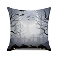 Funda de cojín Halloween con calabaza murciélagos y cementerio en diseño acuarela - 45x45 cm / Cementerio Calabaza Murciélagos (18)
