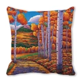 Watercolor autumn forest landscape pillow cover with golden birch trees on white background - Autumn Birch Forest Oil Painting (1)