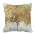 Detailed texture of peach skin fabric with artistic gold abstract tree oil painting - Golden Abstract Tree Oil Painting (2)
