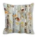 Detailed close-up of high-density fabric texture on an autumn forest pillow cover - Late Autumn Birch Forest Red Leaves (3)