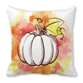 Funda de cojín con estampado de calabaza y hojas otoñales en acuarela naranja - Estilo Artístico Calabaza Difuminada (30) / 45x45cm
