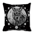 Housse de coussin Halloween noire avec phases de lune et illustration de renard - Renard & Phases Lunaires (40)