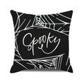 Halloween decorative black cushion cover featuring white spider web and Spooky lettering - Black Spooky Spider Web Handwritten Style (40)