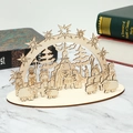DIY wooden Christmas nativity scene ornament with laser-cut star arch and holy family - House Style