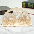 DIY laser-cut wooden nativity scene ornament featuring a layered 3D star and tree design - Reindeer Sleigh Style