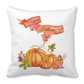 Funda de cojín con calabaza en acuarela y hojas de otoño con frase Happy Autumn - Estilo Cinta Roja Happy Autumn (31) / 45x45cm