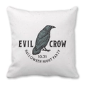 Halloween pillowcase featuring black evil crow graphic on white peach skin fabric - Evil Crow Party (27)