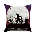 Funda de cojín de Halloween con silueta de hombre lobo, luna y murciélagos en color púrpura - 45x45 cm / Hombre Lobo Lápida Noche (20)