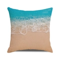 Square cushion cover featuring high-definition ocean wave and beach sand summer print - Azure Sea Waves Beach (34)