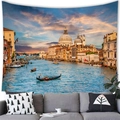 Venice Grand Canal wall tapestry with sunset gondola scene for home living room decor - 150x130cm / Venice Grand Canal (14)