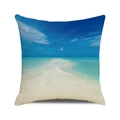 Square throw pillow cover featuring a digital ocean beach landscape print for summer - Minimalist Beach Landscape Print (35)