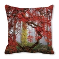 Thanksgiving watercolor red maple tree pillowcase in soft peach skin fabric for sofa - Red Maple Morning Mist Forest (39)