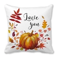 Funda de cojín otoñal con calabaza y texto Love You en suave tejido de piel de durazno - Estilo Tema Cosecha Love You (33) / 45x45cm