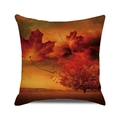 Square autumn pillow cover featuring fall forest maple leaf print on warm orange fabric - Maple Trees and Sunset (32)