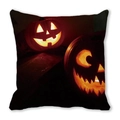 Funda de cojín cuadrada de Halloween con estampado de calabaza en acuarela brillante - 4796758402600 / Estilo Dos Calabazas (1)