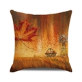 Fall oil painting pillow cover featuring autumn maple leaves and rustic barn landscape - Barn Cabin Autumn View (33)