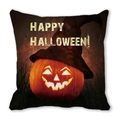 Dettaglio della federa Happy Halloween con tessuto pelle di pesca e disegno di zucca - HAPPY HALLOWEEN Pumpkin Wizard Hat Style (12)