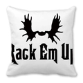 Square Halloween white pillowcase with black Rack Em Up antlers graphic print design - American Antlers (30)