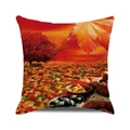 Fall themed square pillow cover with colorful autumn tree and pumpkins on white background - Pumpkin Harvest Landscape (35)