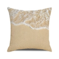 Square throw pillow cover featuring a sunny beach and ocean wave pattern print - Sand Yellow Waves Landscape (39)