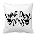 Living Dead Dolls Halloween throw pillow cover with skull graphic on white peach skin fabric - LIVING DEAD DOLLS (32)
