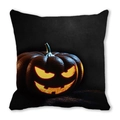 Fodera per cuscino Halloween con zucca luminosa realistica stampata su fondo nero - Realistic Fire Jack-O'-Lantern Black Style (23)