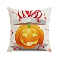 Halloween decorative cushion cover with watercolor pumpkin gift box on beige fabric - Gift Box Jack-O-Lantern Design (4)
