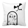 Halloween peach skin pillowcase with RIP tombstone and bats print on white background - Tombstone and Bats (33)