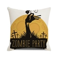 Detail of Halloween zombie party cushion cover with screen printed creepy hands and full moon - Zombie Party Hand and Full Moon (10)