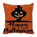 Detail of square Halloween pillowcase with orange pumpkin and Happy Halloween text - Happy Halloween Triple Pumpkin Pattern(6)