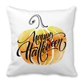 Funda de cojín cuadrada con diseño de calabaza en acuarela Happy Halloween naranja - Estilo Texto Incrustado Calabaza Halloween (39) / 45x45cm