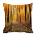 Peach skin pillowcase featuring a watercolor autumn forest path and golden maple leaves - Warm Tone Forest Path (18)