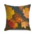 Square fall cushion cover with vibrant maple leaves and abstract spiral patterns - Spiral Background Maple (38)