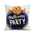 Halloween Party watercolor pumpkin cushion cover made of textured linen on white background - Halloween Party Pumpkin Head (20)