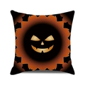 Halloween decorative pillow cover with glowing pumpkin face design on black background - 18x18 Inch / Glowing Pumpkin Smiley Style (19)
