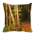 Watercolor birch tree forest cushion cover in warm orange and brown peach skin fabric - Oil Impressionist Birch Forest (19)