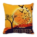 Halloween pumpkin peach skin pillow case featuring bats, trees, and Trick or Treat text - Full Moon Dead Tree Bat Pattern(24)