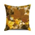 Square autumn cushion cover with dark brown maple leaf pattern on woven fabric - Brown-Red Maple Texture (39)