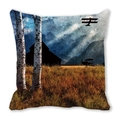 Watercolor landscape print pillow case featuring golden fields and vintage airplane - Retro Art Landscape Biplane (20)