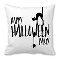Halloween peach skin pillowcase featuring a black cat, spider, and party text - Black Cat and Spider Party (37)