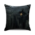 Funda de cojín de Halloween con espantapájaros de calabaza brillante y cuervos negros - 45x45 cm / Espantapájaros Cabeza de Calabaza (30)