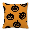 Federa per cuscino di Halloween con motivi di zucca nera su sfondo arancione vivace - Orange Background Black Jack-O'-Lanterns (22)