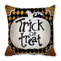 Halloween Trick or Treat pumpkin pillow cover with yellow and black harlequin pattern - Argyle Pumpkin Trick or Treat Style (ZT360-37) / 18x18 Inch / Black