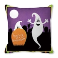 Halloween purple cushion cover with white ghosts, full moon and happy halloween text - Happy Halloween White Ghost Tombstone Silhouette (24)