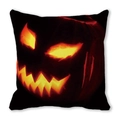 Fodera per cuscino Halloween con zucca Jack-O-Lantern luminosa su sfondo nero - Horror Fantasy Glowing Jack-O'-Lantern (24)