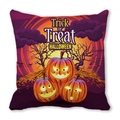 Halloween pumpkin cushion cover with orange moon and bat print on peach skin fabric - Purple Clouds Three Pumpkins Pattern(21)